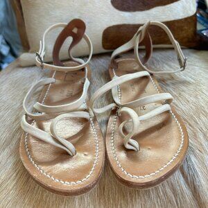 K Jacques St Tropez Greece cream all leather strappy sandals 7